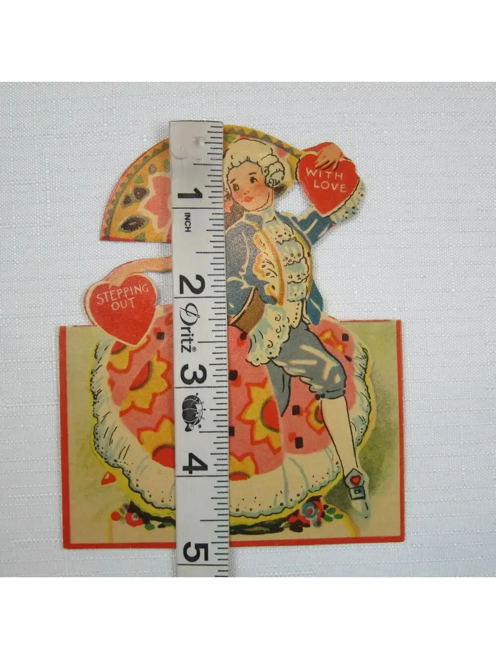 Vintage Valentine Stand Up Card Boy Wig & Flamenco Gypsy Girl Germany 1920s-30s